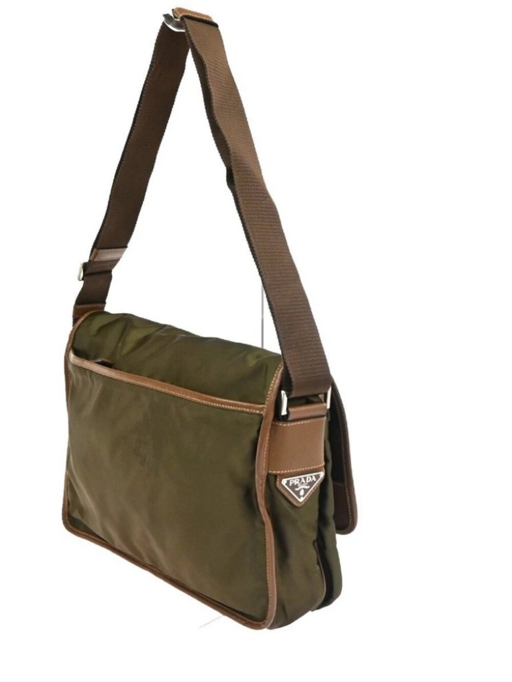 PRADA MILANO Tessuto Messenger Shoulder Bag Nylon Leather Italy Khaki 32CA854 - Picture 4 of 14